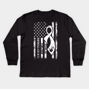 Child Abuse Awareness USA Flag Kids Long Sleeve T-Shirt